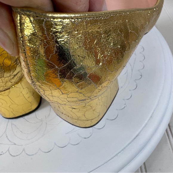 J. Crew Celia gold stack heel pumps - Picture 9 of 13